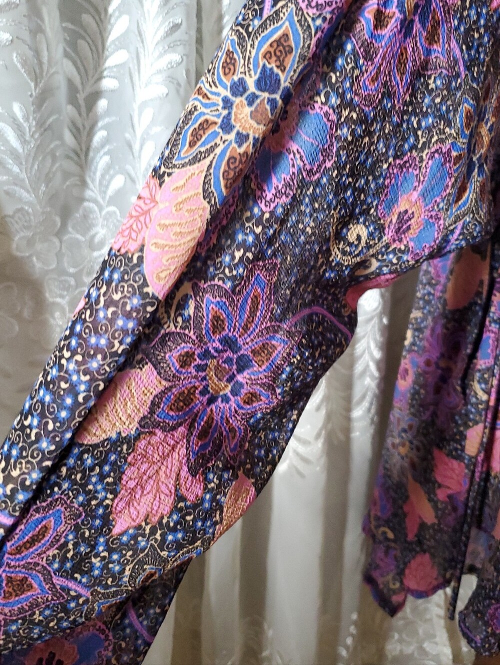 Free People Teegan Mini Dress Medium M Purple Floral Boho Fit Flare Wrap Dress - Picture 7 of 9